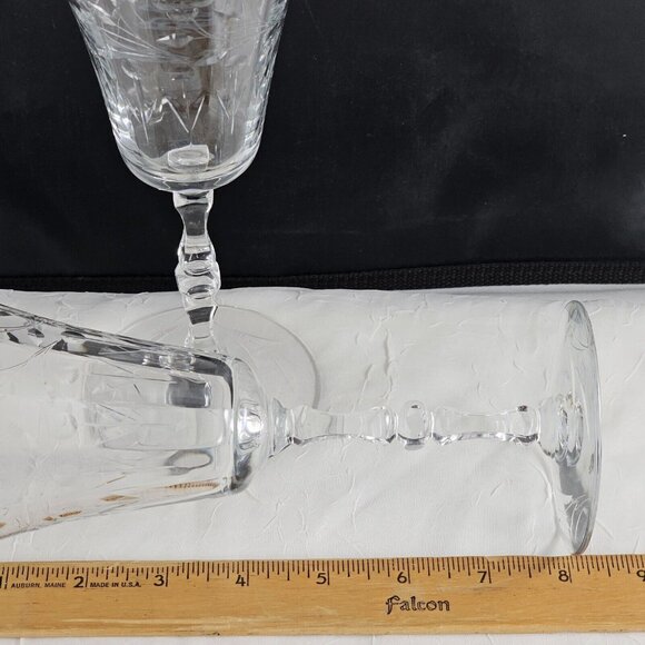 2 Seneca Elegant Optic Cut Floral Vines Wine Goblets 8" vintage stem leaves - Picture 14 of 14